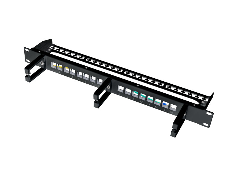 LogiLink Panneau de brassage Keystone 19', 16 ports, blindé