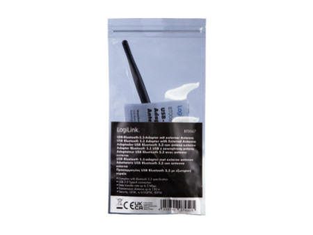 LogiLink Adaptateur USB-Bluetooth 5.3 avec antenne, noir