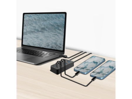 LogiLink Hub USB 3.2, 4 ports, avec interrupteurs, noir