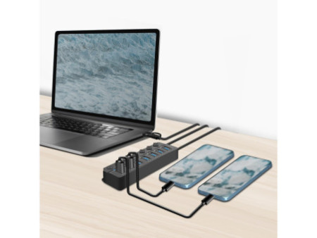 LogiLink Hub USB 3.2, 7 ports, avec interrupteurs, noir