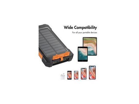 LogiLink Powerbank solaire, 6.000 mAh, noir/orange