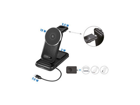 LogiLink Station de charge 4 en 1, compatible Apple MagSafe