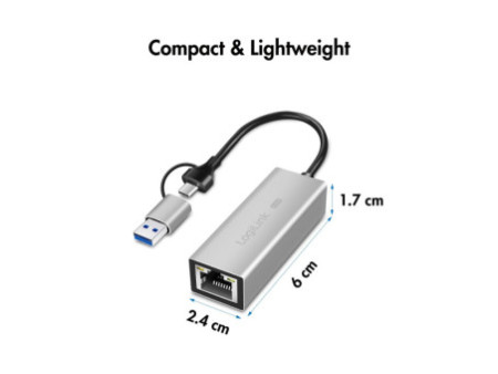 LogiLink Adaptateur réseau Ethernet USB vers RJ45, gris