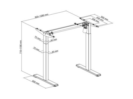 LogiLink Piètement de bureau, électrique, noir