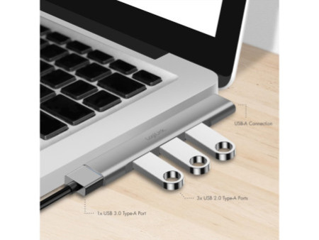 LogiLink Hub USB 3.0 Ultraslim, 4 ports, boîtier aluminium