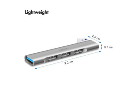 LogiLink Hub USB 3.0 Ultraslim, 4 ports, boîtier aluminium