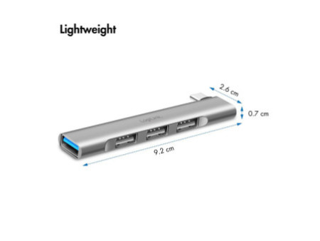 LogiLink Hub USB 3.0 Ultraslim, 4 ports, boîtier aluminium