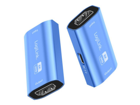 LogiLink Répéteur HDMI, 8K/60 Hz, boîtier en aluminium, bleu