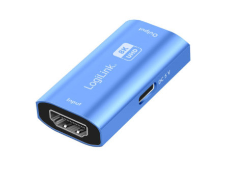 LogiLink Répéteur HDMI, 8K/60 Hz, boîtier en aluminium, bleu