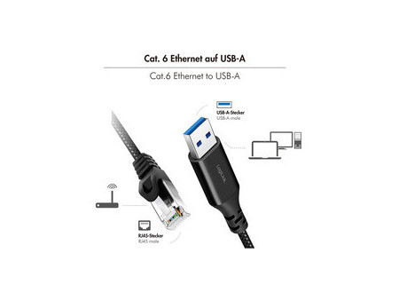 LogiLink Câble Ethernet USB 3.0, USB-A - RJ45, 5 m