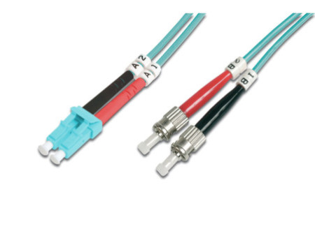 DIGITUS Câble à fibres optiques OM3, mâle LT - mâle ST, 1 m