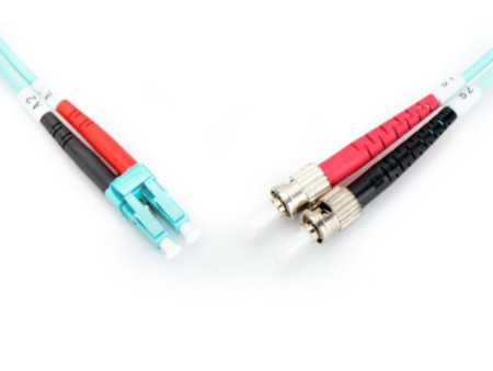DIGITUS Câble à fibres optiques OM3, mâle LT - mâle ST, 1 m