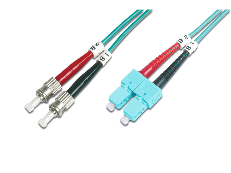 DIGITUS Câble patch LWL, OM3, fiche mâle ST - mâle SC, 1,0 m
