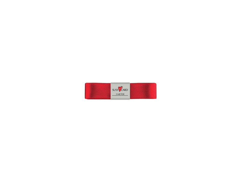 SUSY CARD Ruban cadeau 'double satin', 25 mm x 3 m, rouge