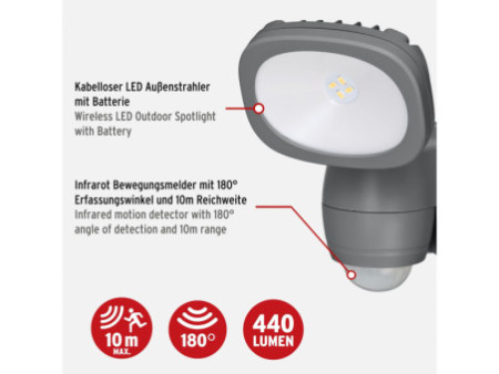 brennenstuhl Projecteur LUFOS LED à pile, 440 lumen, IP44