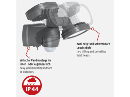 brennenstuhl Projecteur LUFOS LED à pile, 2x 240 lumen, IP44