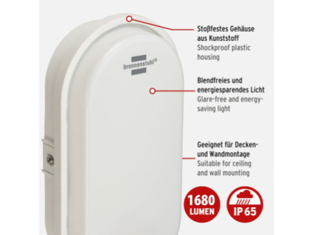 Brennenstuhl Lampe ovale à LED OL 1650, blanc