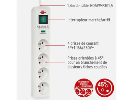 brennenstuhl Prolongateur multiprise 'Eco-Line', 4 prises