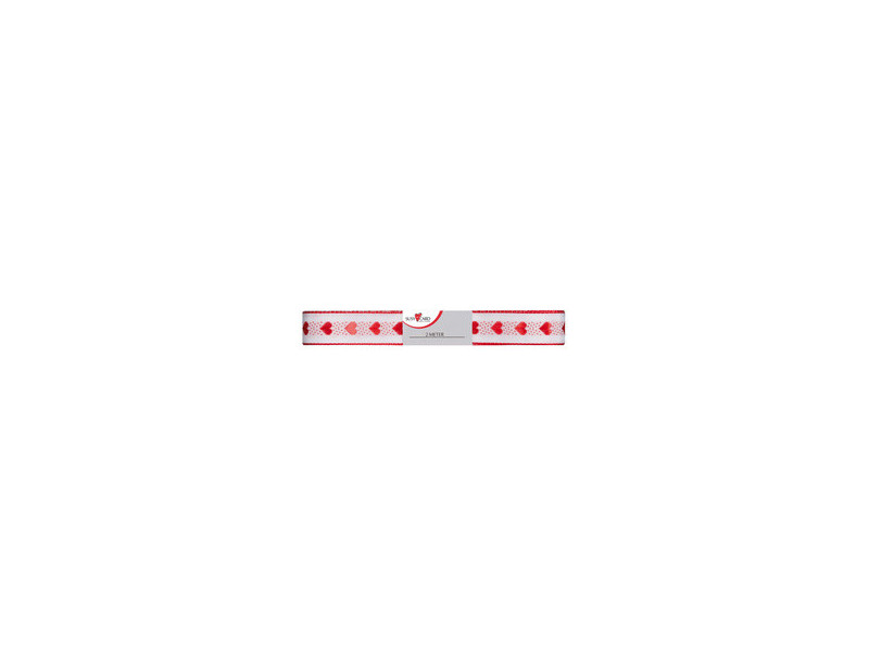 SUSY CARD Ruban cadeau 'petit coeur', 15 mm x 2 m, rouge/