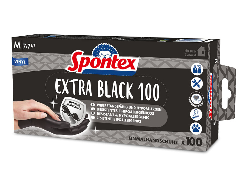 Spontex Gants en vinyle Extra Black, taille: M, noir