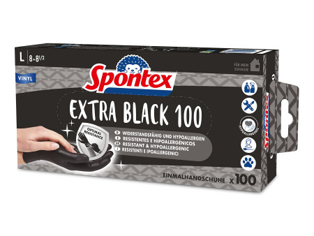 Spontex Gant en vinyle Extra Black, taille: L, noir
