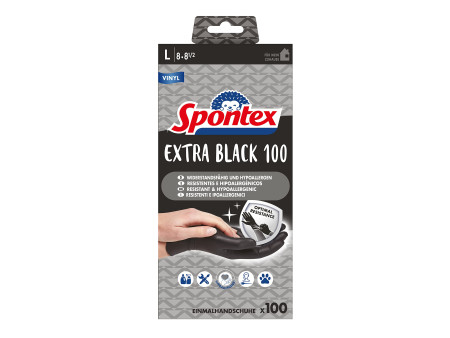 Spontex Gant en vinyle Extra Black, taille: L, noir