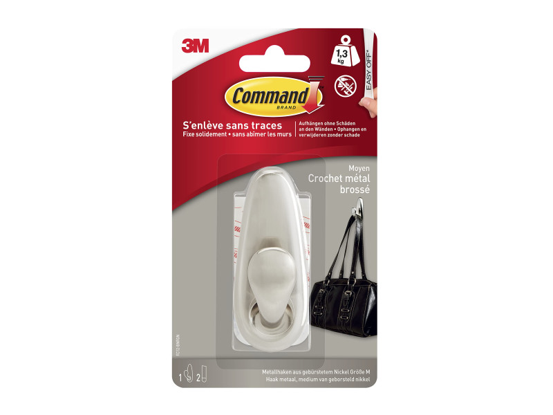 3M Command Crochet en métal 'Classic', taille: M, argent