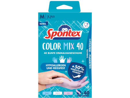 Spontex Gant en nitrile Colormix, taille: M, assorti
