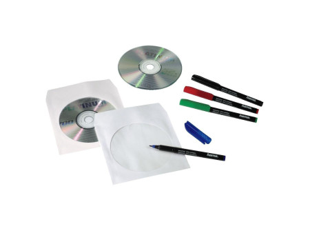 hama Pochette papier pour 1 CD/DVD, 100 pièces, blanc