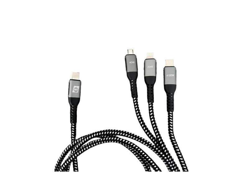 IWH Câble de charge 3 en 1, USB-A-Lightning/Micro USB/USB-C