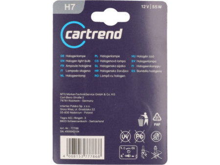 cartrend Ampoule halogène H7 pour phare, 12 V, 55 watts