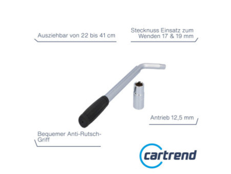 cartrend Clé pour écrou de roue de véhicule, télescopique