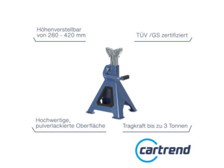 cartrend Chandelle de support, capacité : 2.000 kg, bleu