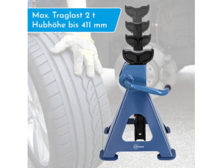 cartrend Chandelle de support, capacité : 2.000 kg, bleu
