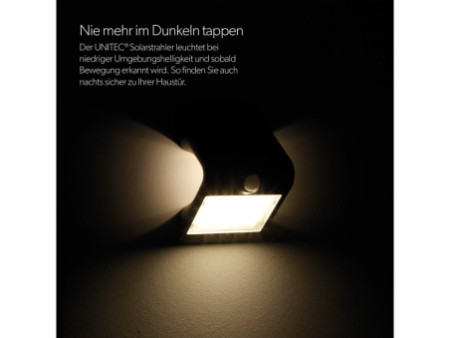 uniTEC Lampe solaire murale LED à détecteur de présence,noir