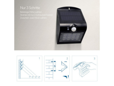 uniTEC Lampe solaire murale LED à détecteur de présence,noir