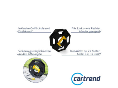 cartrend Enrouleur de câble manuel, en plastique, noir