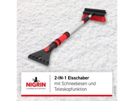NIGRIN Gratte-givre avec balai à neige, 610 mm, noir / rouge