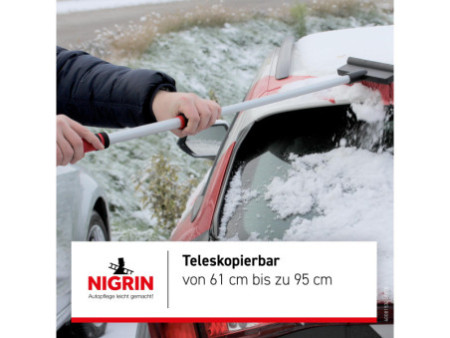 NIGRIN Gratte-givre avec balai à neige, 610 mm, noir / rouge
