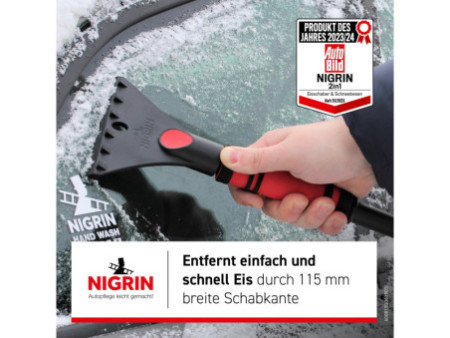NIGRIN Gratte-givre avec balai à neige, 600 mm, noir / rouge
