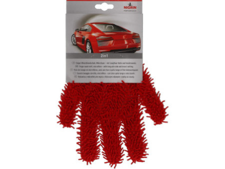 NIGRIN Gant de lavage avec doigts Performance, rouge