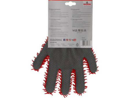NIGRIN Gant de lavage avec doigts Performance, rouge