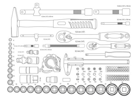 BRÜDER MANNESMANN Jeu d'outils, 159 pièces, valise en alu