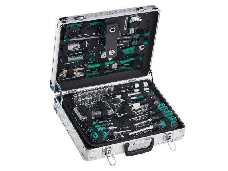 BRÜDER MANNESMANN Malette à outils, 124 pièces, coffre alu