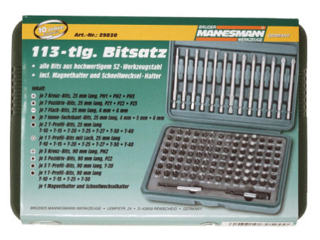 BRÜDER MANNESMANN Jeu d'embouts, 113 pièces, boîte