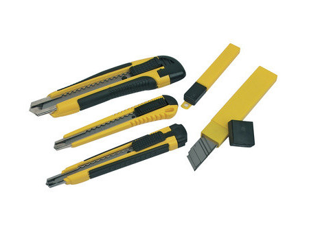 BRÜDER MANNESMANN Kit de cutters, 3 pièces, noir / jaune