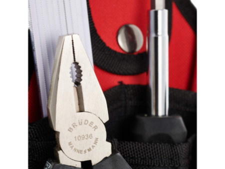 BRÜDER MANNESMANN Sac avec kit d'outils 7 pièces, noir/rouge