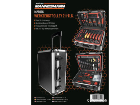 BRÜDER MANNESMANN Boîte à outils, 211 pièces, en valise alu