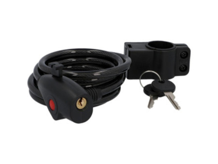 FISCHER Câble antivol pour vélo, longueur: 1.800 mm, noir