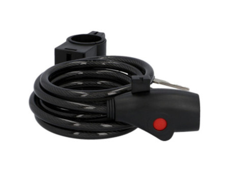 FISCHER Câble antivol pour vélo, longueur: 1.800 mm, noir
